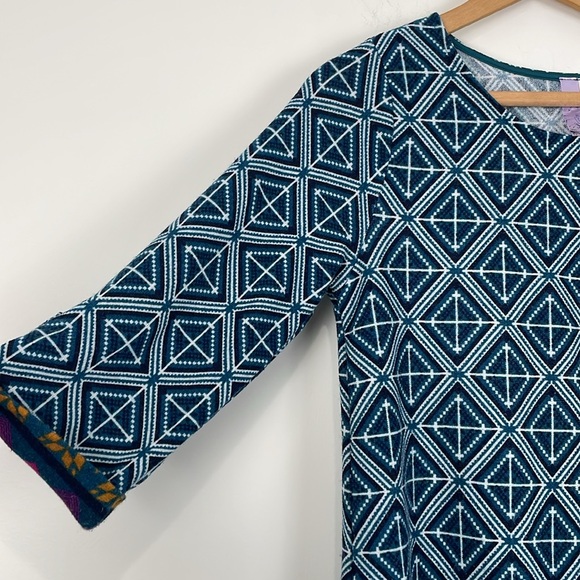 Alya Geometric Printed Sweater Dress Small 3/4 Sleeve - Picture 4 of 8